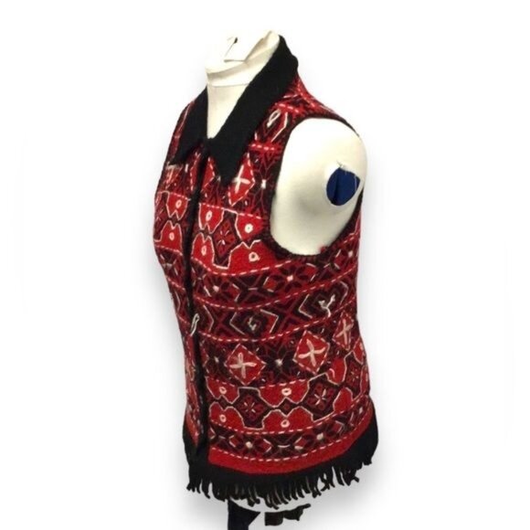 Susan Bristol Vintage Women’s Hand Embroidered 100% Wool Sweater Vest, size M - Picture 2 of 9